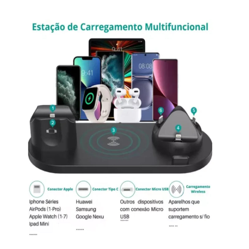 Estação de Carregamento Sem Fio 7 em 1 para iPhone, Apple Watch e AirPods .