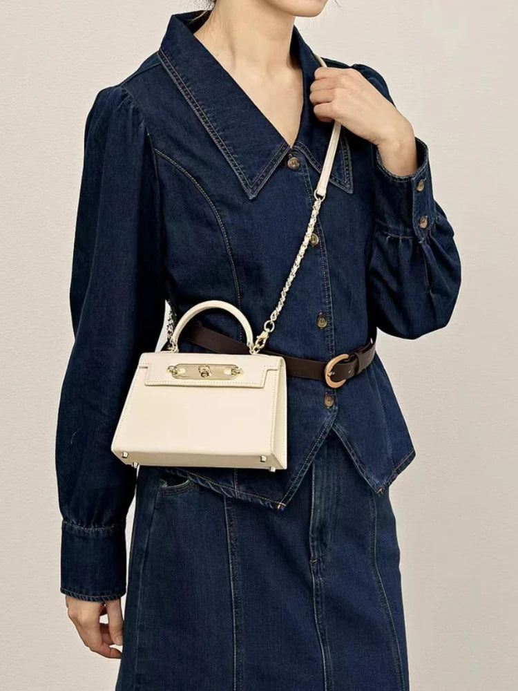 Bolsa de Ombro Único, Corrente de bloqueio, Tira Colo Cruzado, Moda Feminina Atual.