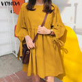 Vestido Mini Liso Manga Longa Vonda Charm.