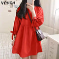 Vestido Mini Liso Manga Longa Vonda Charm.