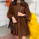 Vestido Mini Liso Manga Longa Vonda Charm.