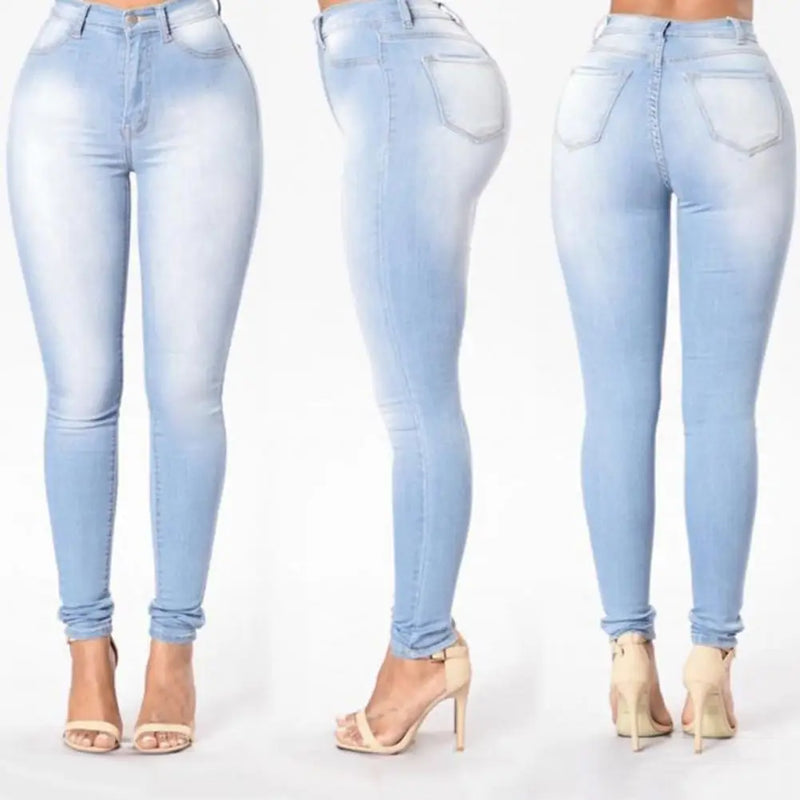 Calças de Jeans, Moda Atual Estilo Europeu e Americano com Elasticidade Modeladora de Cintura Alta, Design Desleixado Top.