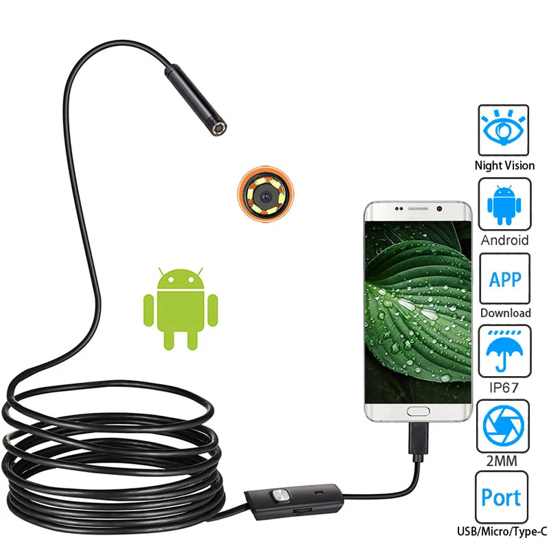 Câmera Endoscópica Multifuncional VisuSmart 3 em 1 Para Smartphone.