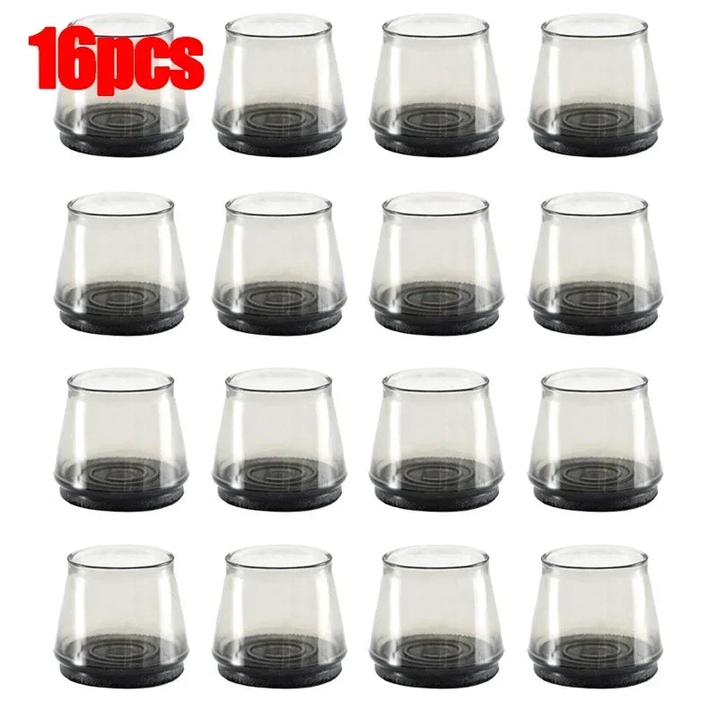 Feltros Antiruídos em Silicone Transparente Para pernas de Cadeiras- 16/4 Peças.