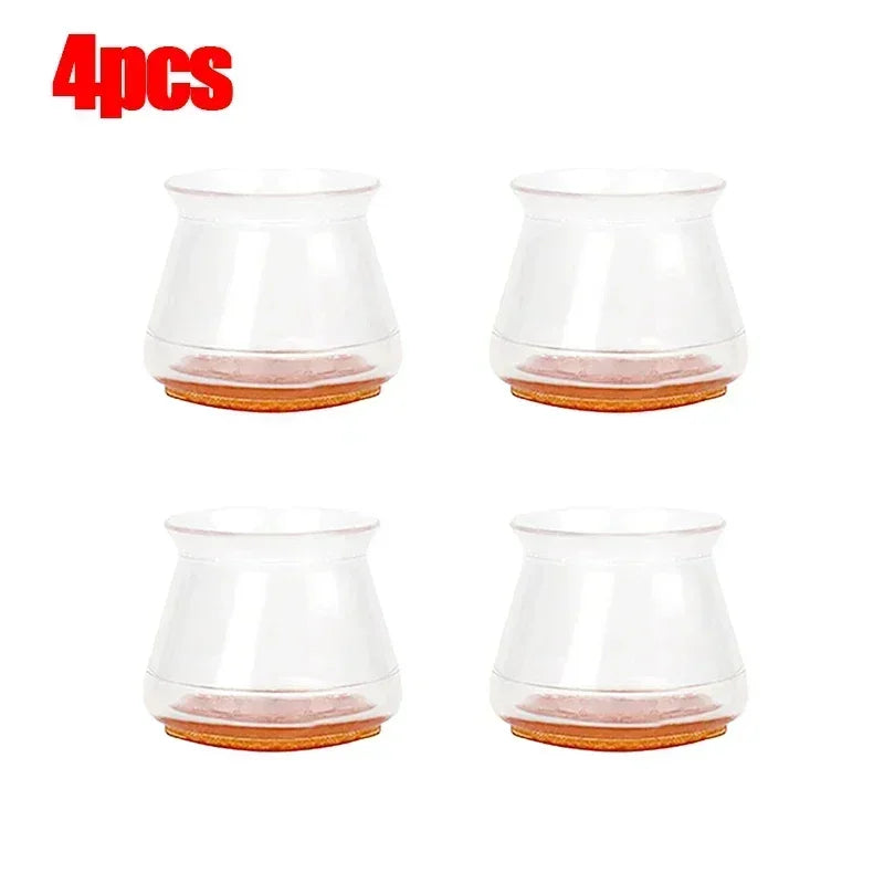 Feltros Antiruídos em Silicone Transparente Para pernas de Cadeiras- 16/4 Peças.