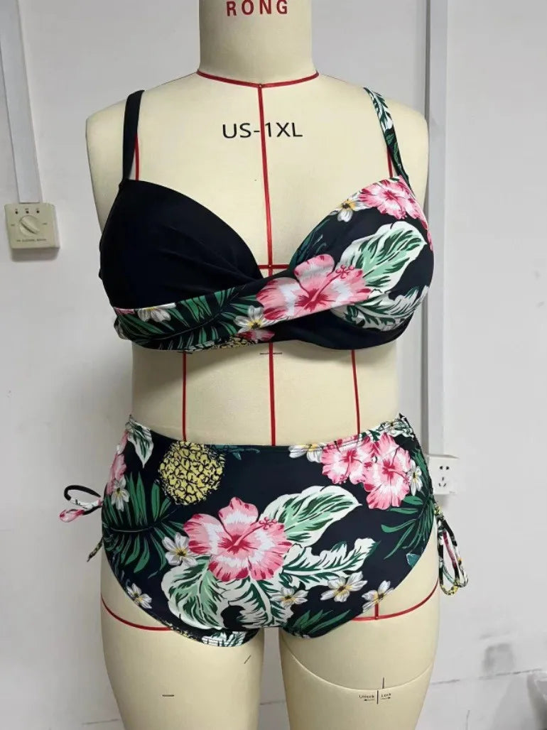 Conjunto Biquíni Estampado Tropical Beach Style Luxe - Moda Verão.