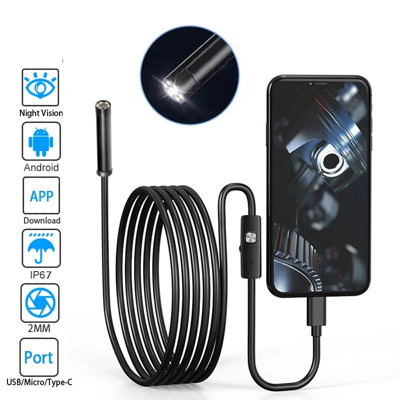Câmera Endoscópica Multifuncional VisuSmart 3 em 1 Para Smartphone.
