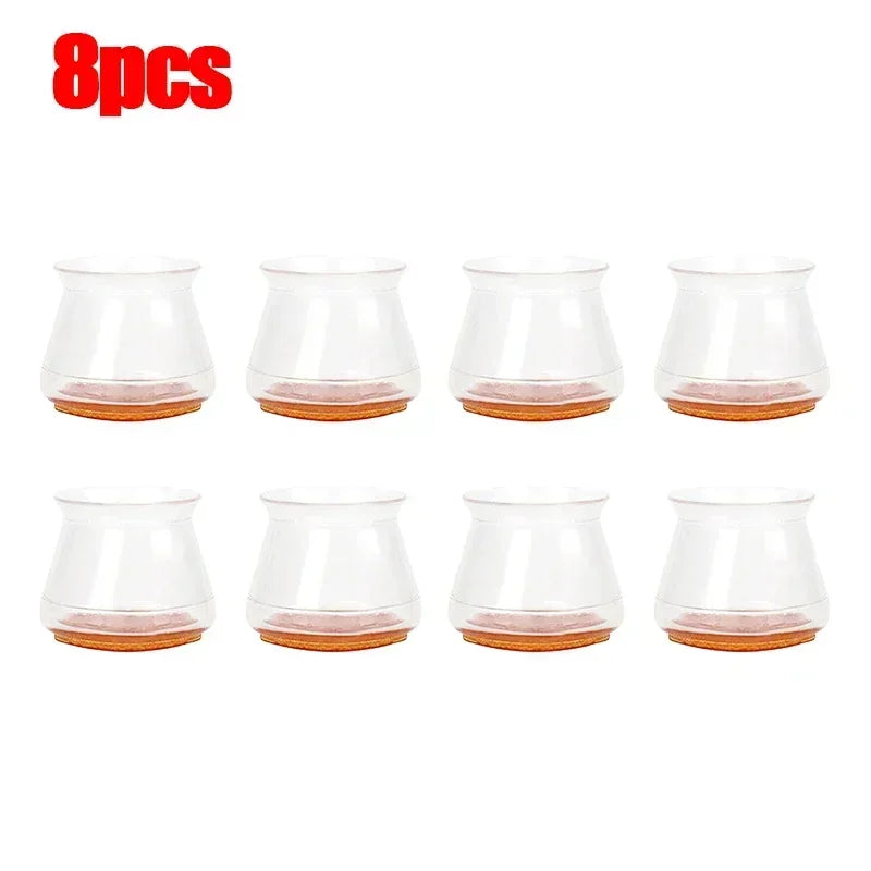 Feltros Antiruídos em Silicone Transparente Para pernas de Cadeiras- 16/4 Peças.