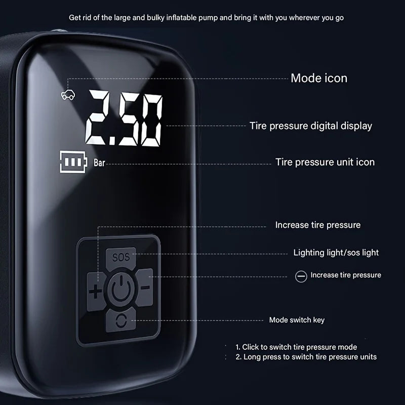 Compressor Portátil AirBoost Pro, Sem Fio Inteligente para Qualquer Situação.