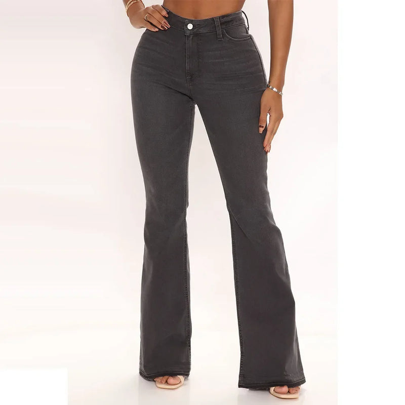 Calça Jeans Feminina Glamlift Jeans de Elevação, Apertadas, Sexy com Boca de Sino Estilo Europeu Americano
