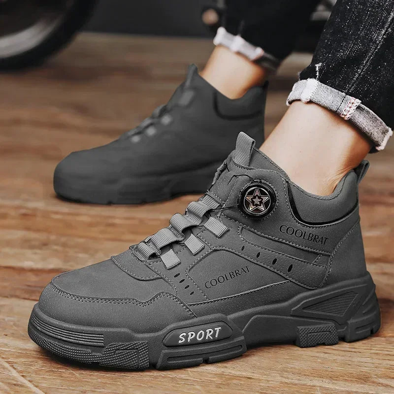 Bota Masculinas Para Caminhadas e Aventuras, Designer em Couro  de Luxo Tornozelo Altos.
