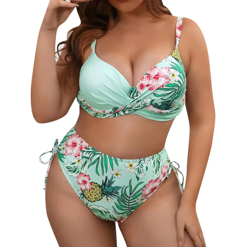 Conjunto Biquíni Estampado Tropical Beach Style Luxe - Moda Verão.