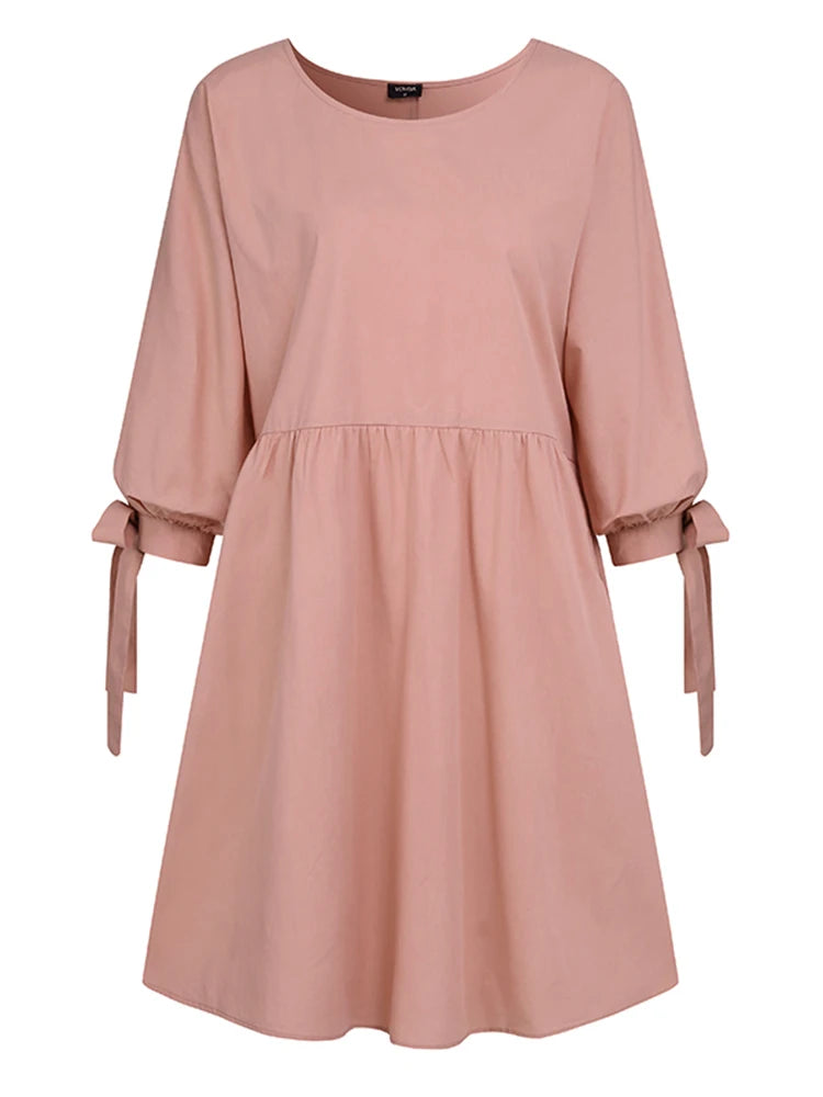 Vestido Mini Liso Manga Longa Vonda Charm.
