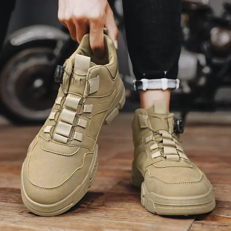 Bota Masculinas Para Caminhadas e Aventuras, Designer em Couro  de Luxo Tornozelo Altos.