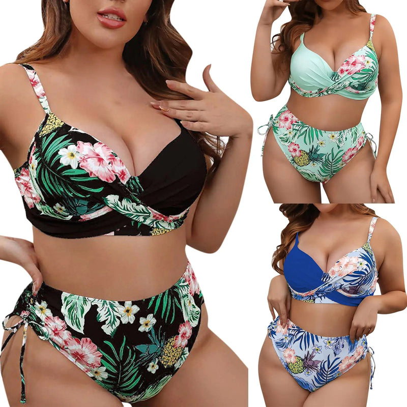 Conjunto Biquíni Estampado Tropical Beach Style Luxe - Moda Verão.