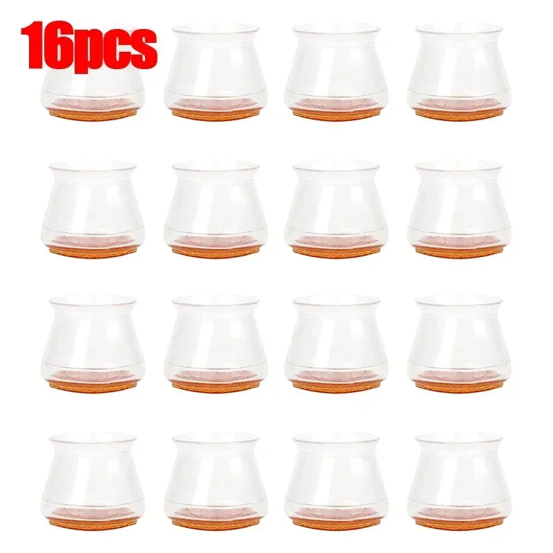 Feltros Antiruídos em Silicone Transparente Para pernas de Cadeiras- 16/4 Peças.