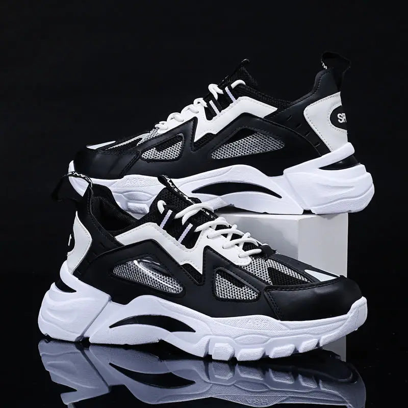 Tênis Masculinos Antiderrapantes Stride Pro, Calçado Super Top, Respirável em Malha e Costura em Couro.