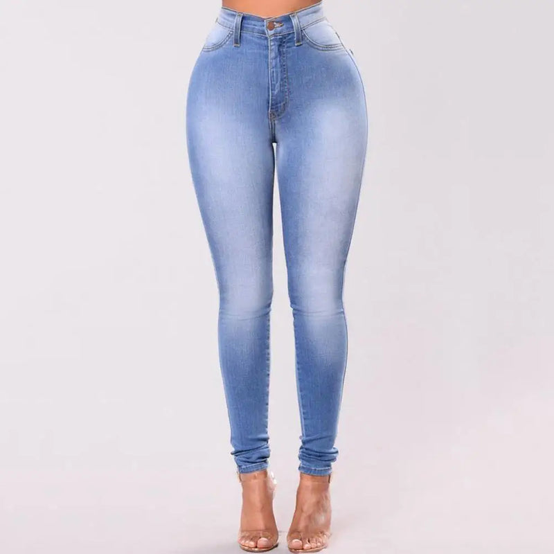 Calças de Jeans, Moda Atual Estilo Europeu e Americano com Elasticidade Modeladora de Cintura Alta, Design Desleixado Top.