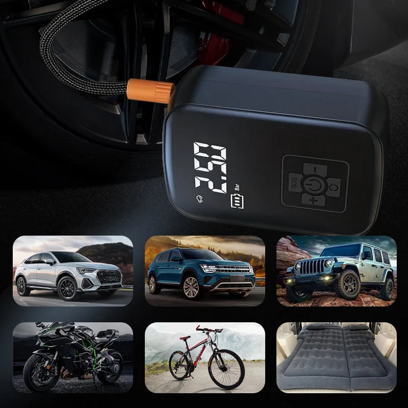 Compressor Portátil AirBoost Pro, Sem Fio Inteligente para Qualquer Situação.