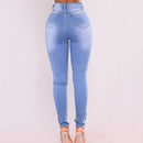 Calças de Jeans, Moda Atual Estilo Europeu e Americano com Elasticidade Modeladora de Cintura Alta, Design Desleixado Top.