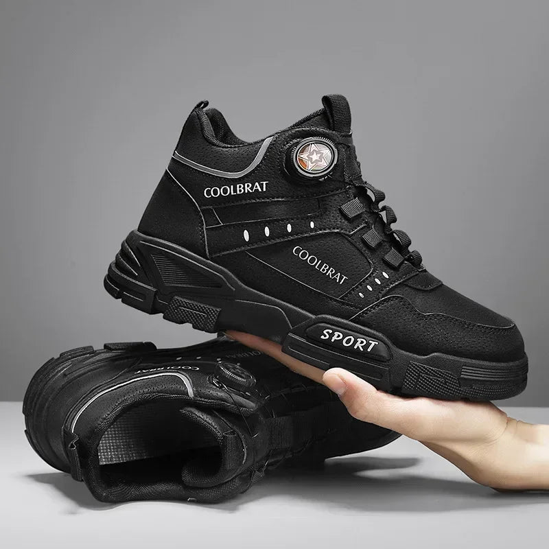 Bota Masculinas Para Caminhadas e Aventuras, Designer em Couro  de Luxo Tornozelo Altos.