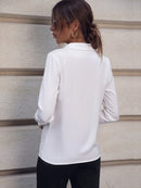 Blusa Feminina Elegante, Design Solto, Manga Comprida, Estilo Office, Super Confortável.